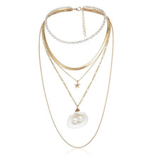 Load image into Gallery viewer, Multilayers Handmade Shell Stars Pendant Necklace Clavicle Pearls Chains Fashion Necklace
