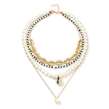 Load image into Gallery viewer, Multilayers Gold Shell Necklaces for Women Statement Pearls Choker Necklace
