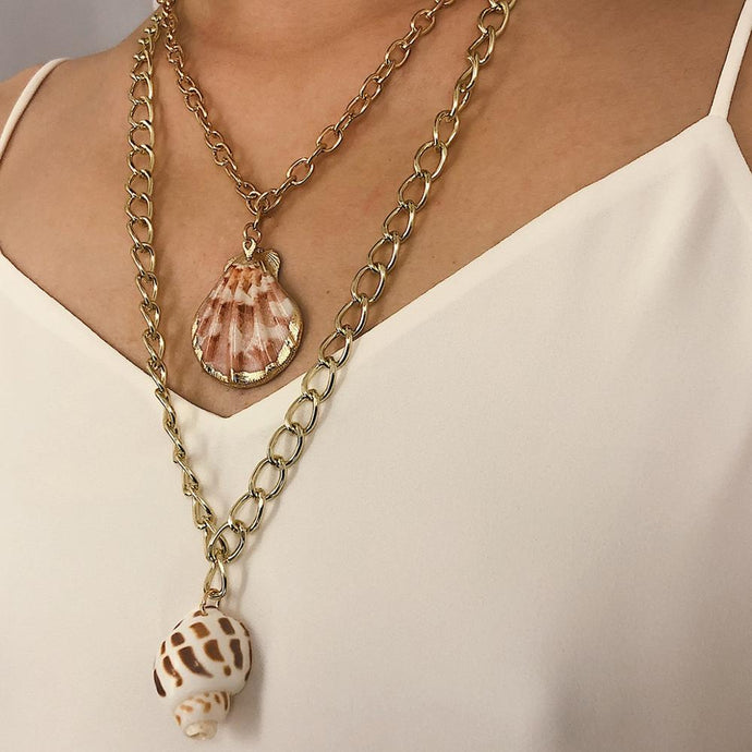 Fashion Layers Shell Pendant Necklaces Jewelry Bohemian Beach Conch Necklace