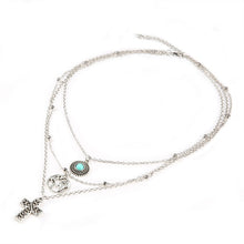 Load image into Gallery viewer, Layered World Map Cross Pendant Choker Necklace