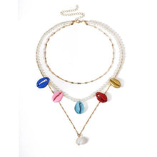 Load image into Gallery viewer, Three Layers Colorful Shell Pendant Necklaces Natural Shell