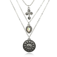 Load image into Gallery viewer, Fashion 3 Layers Silver Cross Head Necklace